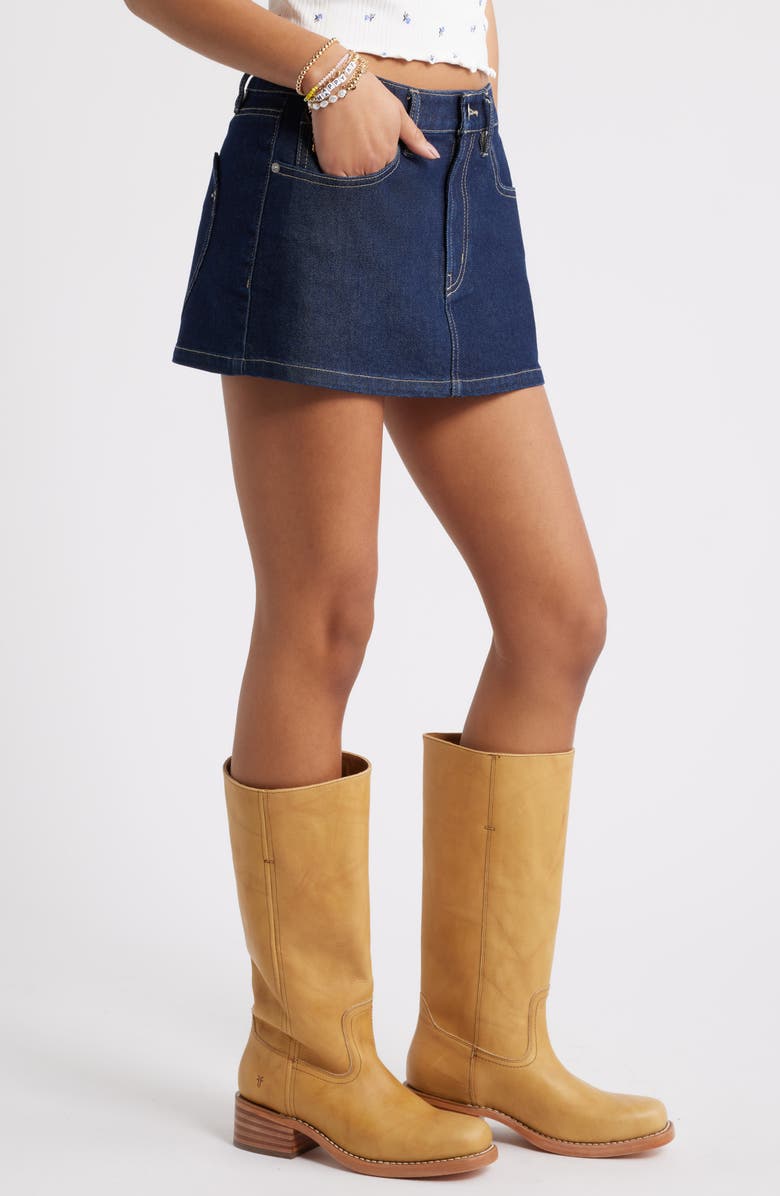 BP. Heart Pocket Low Rise Denim Miniskirt, Alternate, color, Rinse Wash