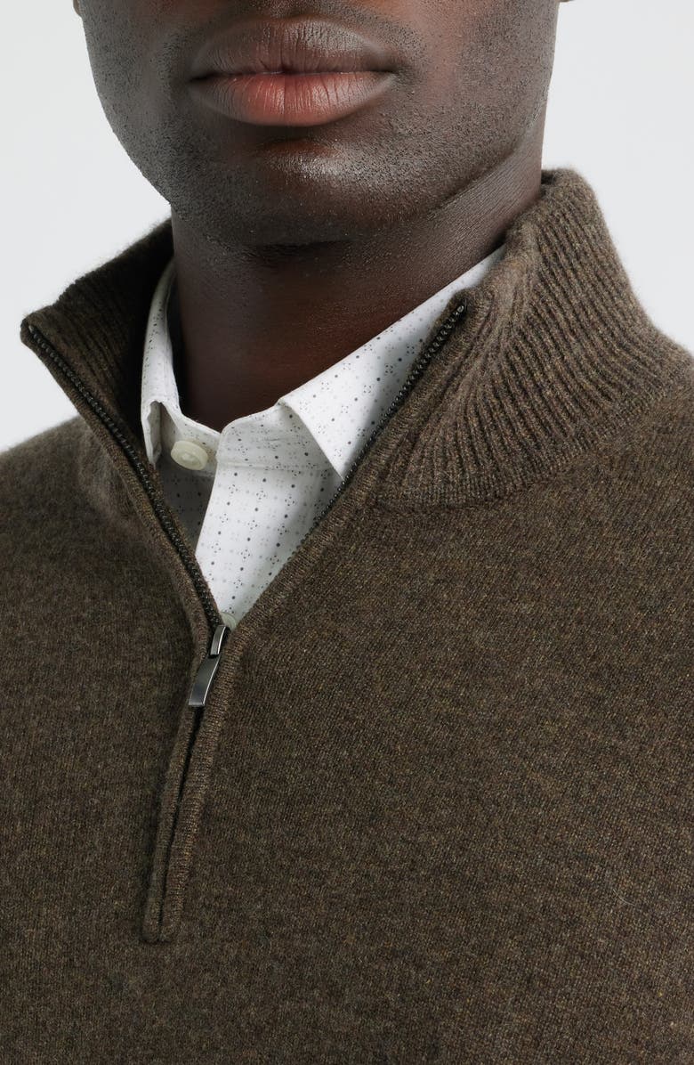 Nordstrom Quarter Zip Cashmere Sweater, Alternate, color, Brown Desert Heather