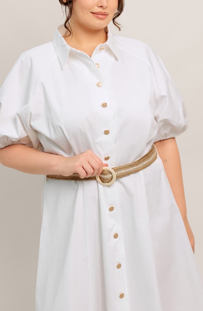 FLYING TOMATO Puff Sleeve Shirtdress, Alternate, color, White