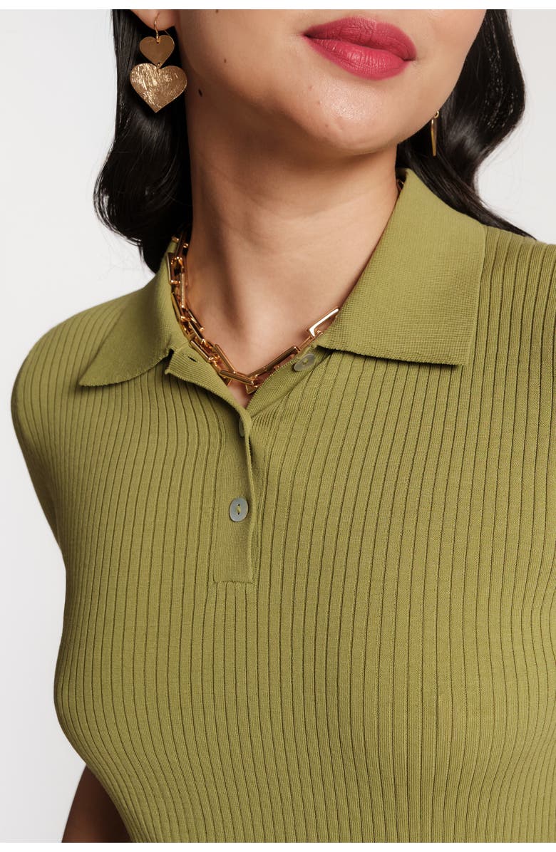 Frances Valentine Krissy Polo Rib Knit, Alternate, color, Fern