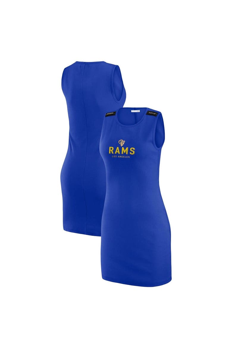 Women's WEAR by Erin Andrews x Gracie Hunt Royal Los Angeles Rams Ribbed Tank Dress, Main, color, Royal