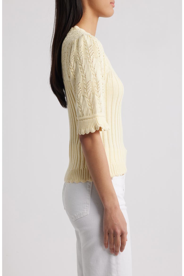 Mixed Stitch Elbow Sleeve Sweater, Alternate, color, BUTTER CREAM