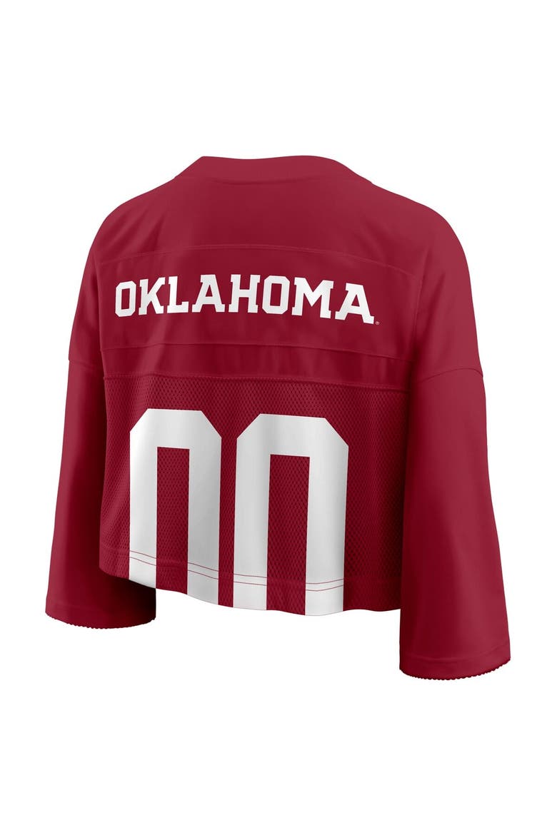 Women's Jordan Brand Crimson Oklahoma Sooners Cropped Mesh Dri-FIT Fashion Jersey, Alternate, color, Crimson