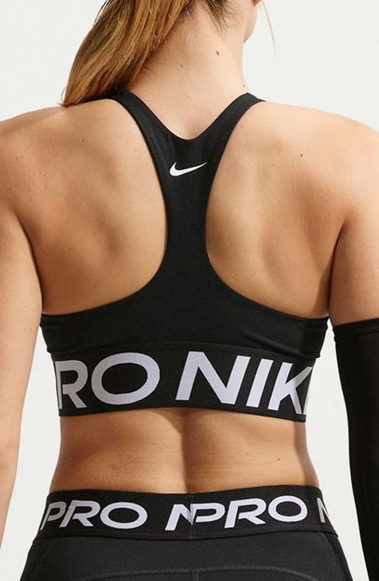Nike Dri-FIT Cutout Racerback Sports Bra, Alternate, color, Black/ White/ White