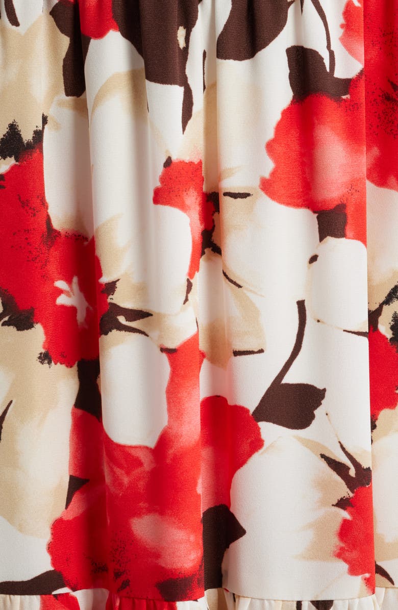 Anne Klein Smocked Bodice Sleeveless Flared Maxi Dress, Alternate, color, White Dove Multi