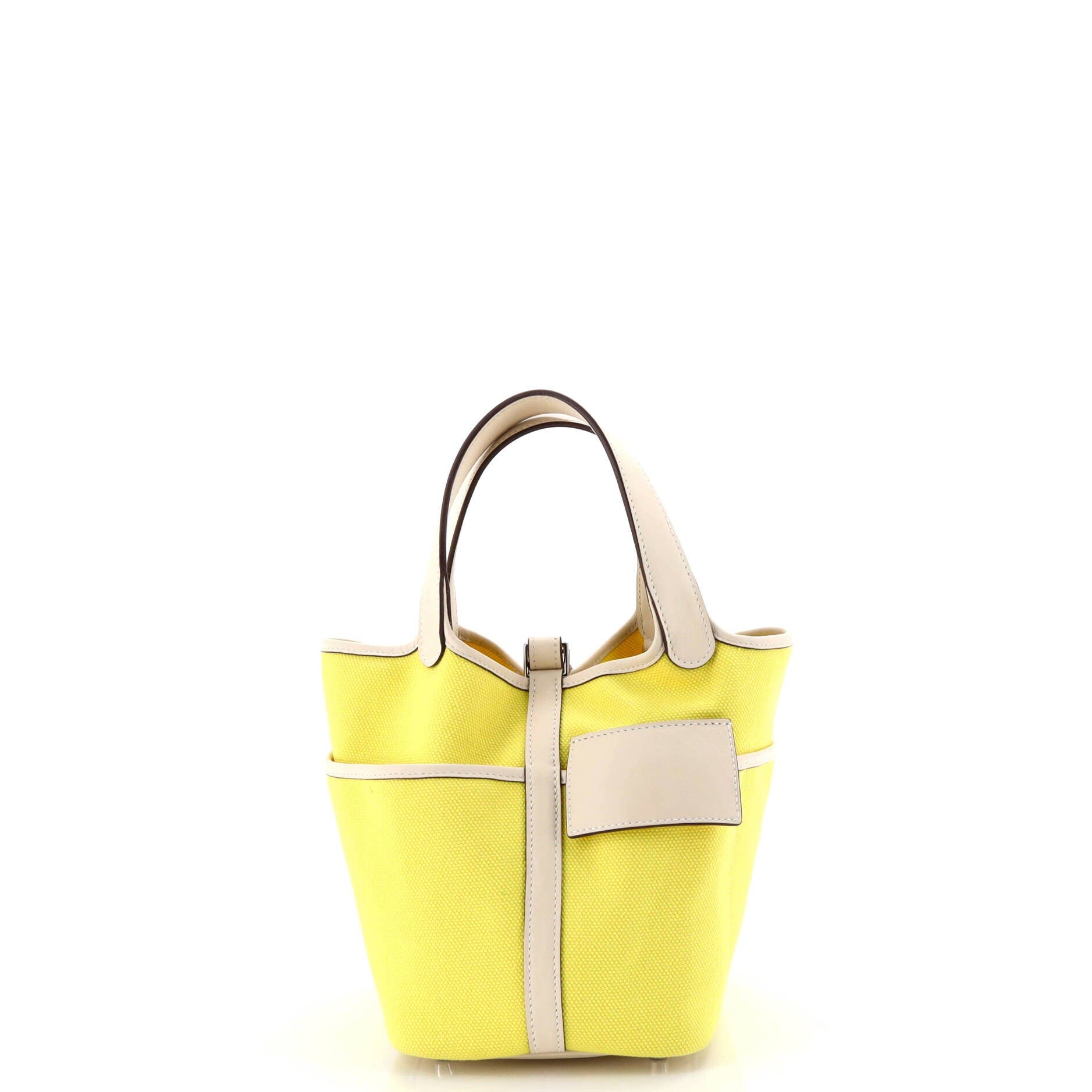 Pre-Owned Hermes Cargo Picotin Lock Bag Canvas and Swift PM, Alternate, color, Lime/Nata