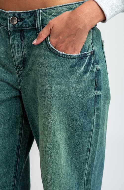 I Love Who I Am Low Rise Baggy Flare Jeans In Green