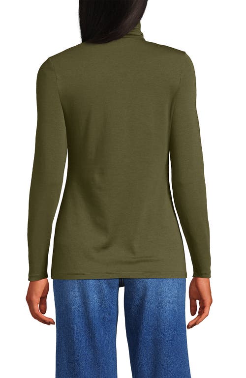 Lands' End Lightweight Jersey Skimming Long Sleeve Turtleneck In Green
