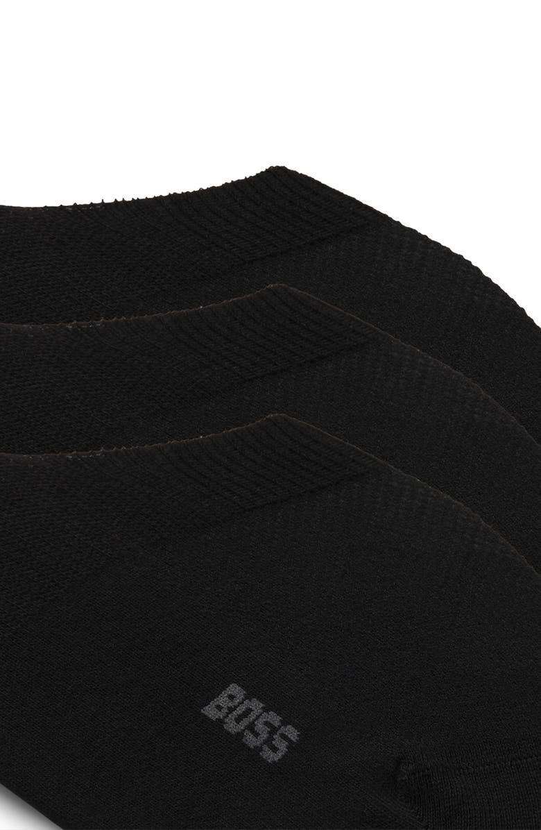 BOSS 3-Pack Logo No-Show Socks, Alternate, color, Black