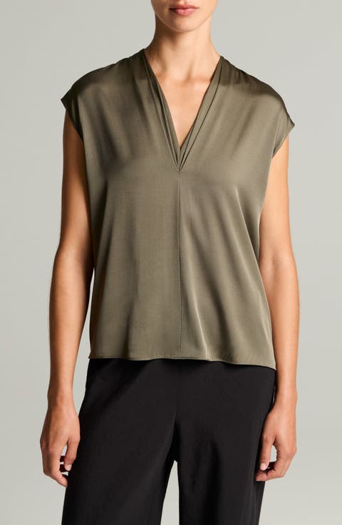 V-Neck Cap Sleeve Top
