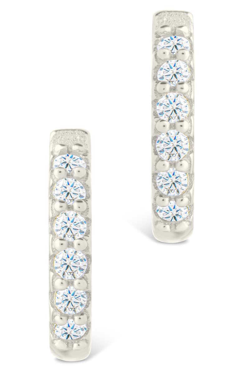 Sterling Forever Constance Cubic Zirconia Inside Out Hoop Earrings, Alternate, color, Silver