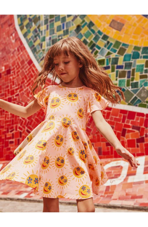 Tea Collection Flutter Sleeve Twirl Dress In Smiley Sun