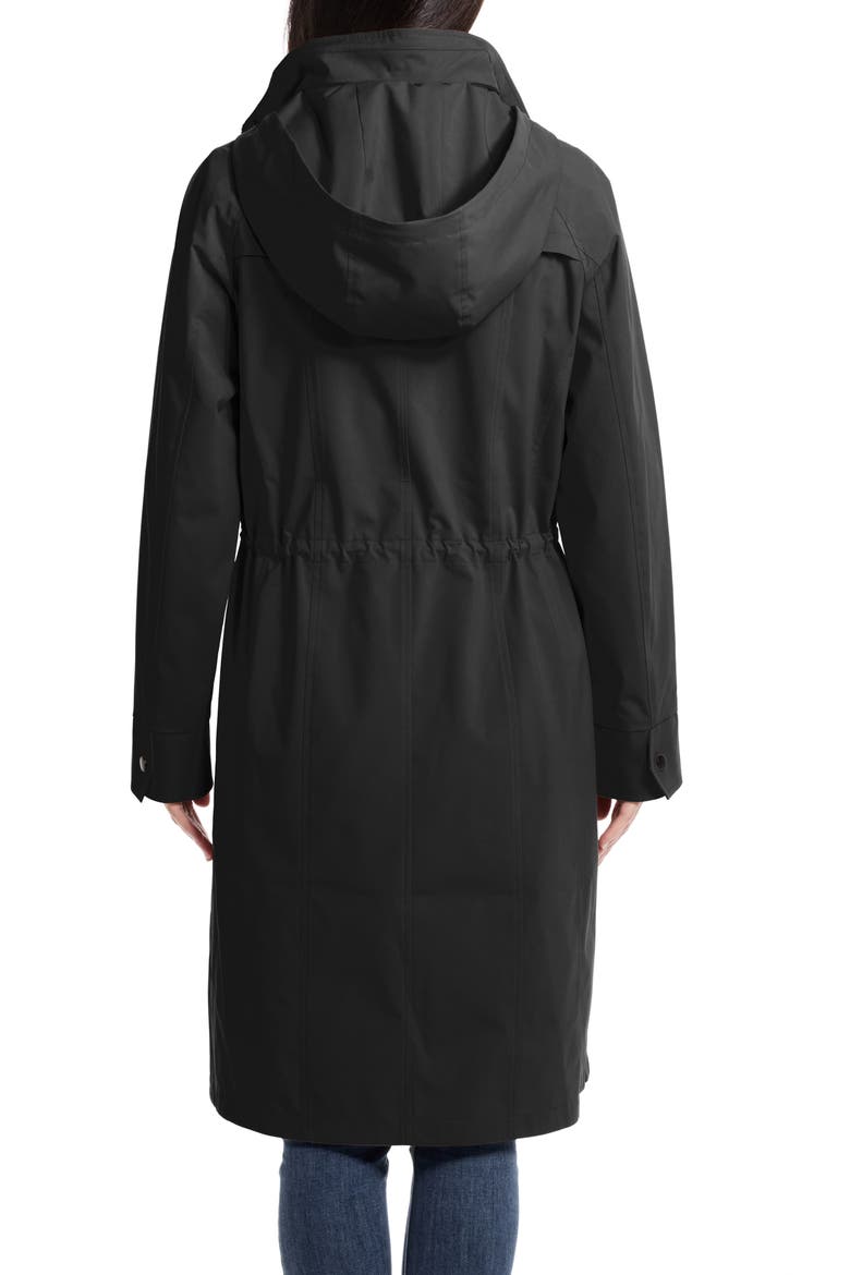 Water Resistant Raincoat with Removable Hood, Alternate, color, BLACK