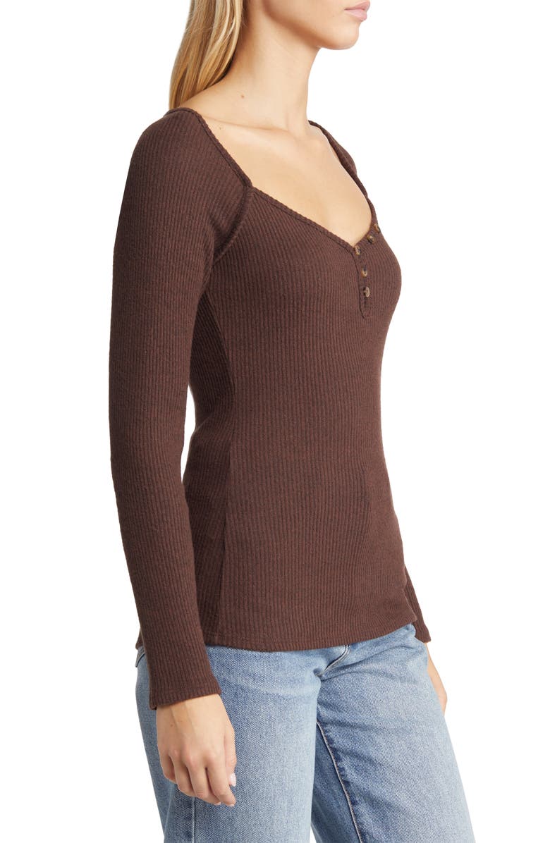 Loveappella V-Neck Long Sleeve Henley Top, Alternate, color, 
