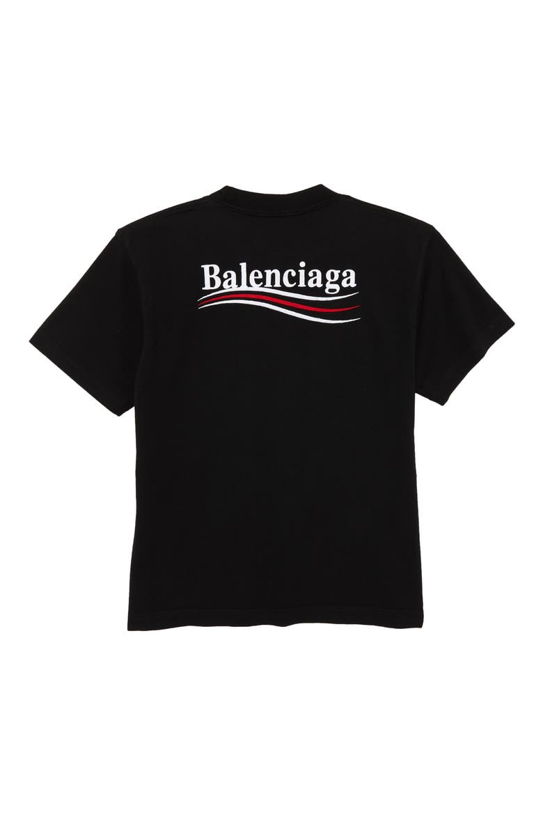 Kids' Campaign Embroidered Cotton Logo Tee, Alternate, color, BLACK/ WHITE