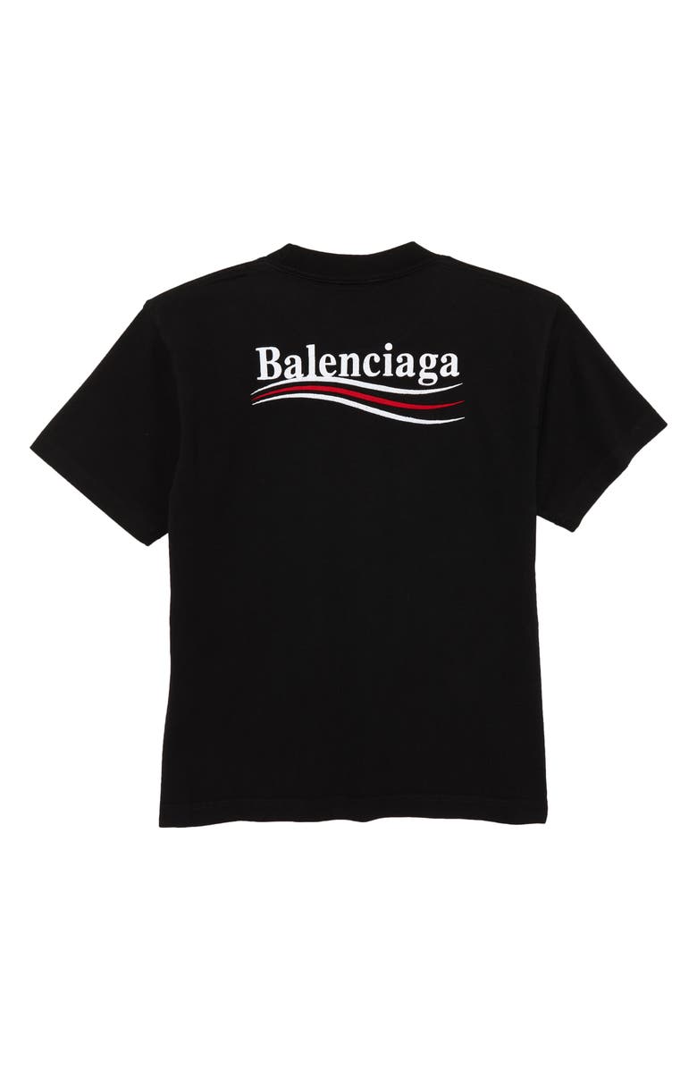 Balenciaga Kids' Campaign Embroidered Cotton Logo Tee, Alternate, color, 