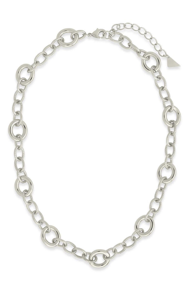 Sterling Forever Carter Round Link Statement Necklace, Alternate, color, Silver