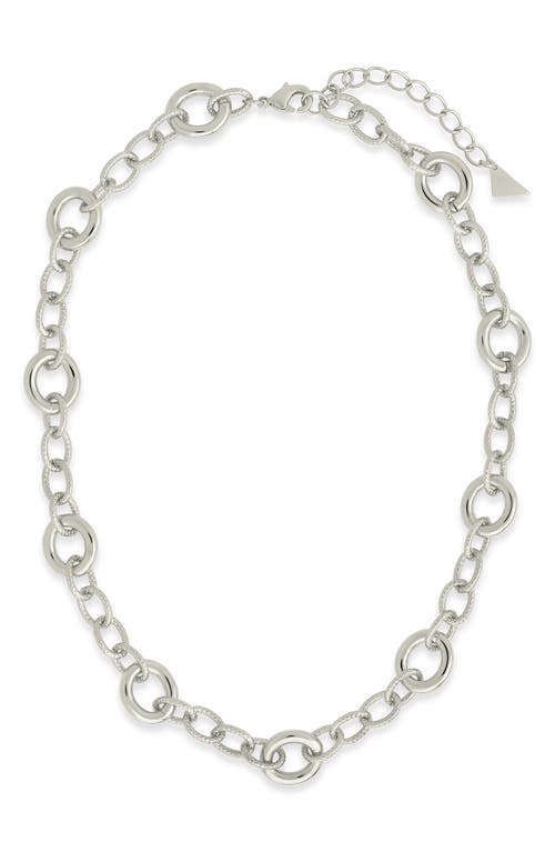 Sterling Forever Carter Round Link Statement Necklace In Silver