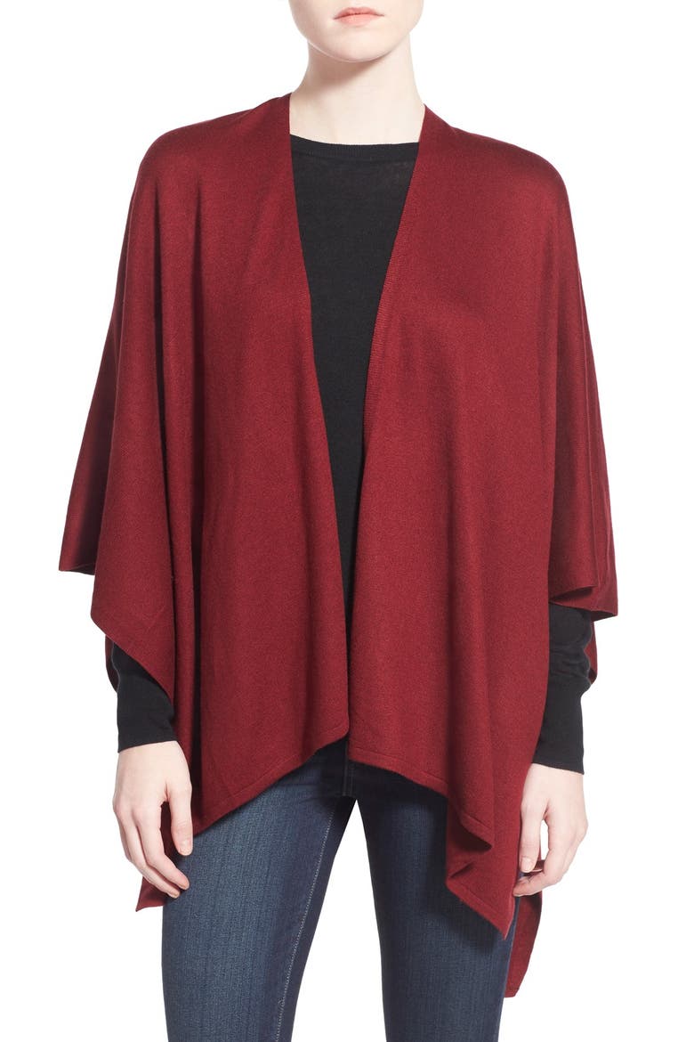 Everyday Solid Knit Ruana, Main, color, MERLOT