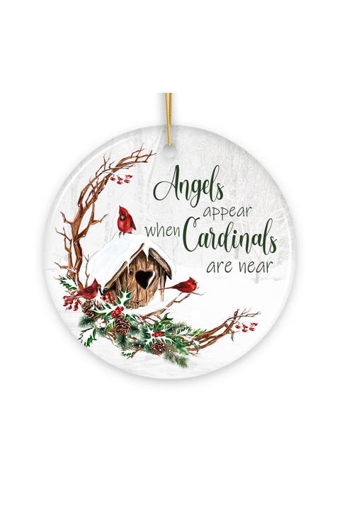 Angels Appear Cardinals Birdhouse Ceramic Ornament