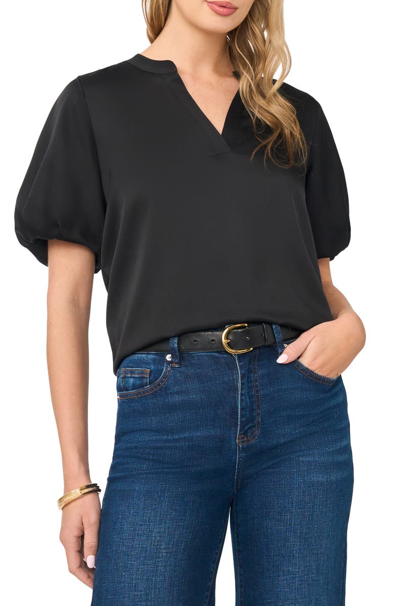 Vince Camuto Puff Sleeve Satin Top, Main, color, 