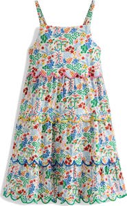 Mini Boden Kids' Floral Print Scallop Knit Sundress