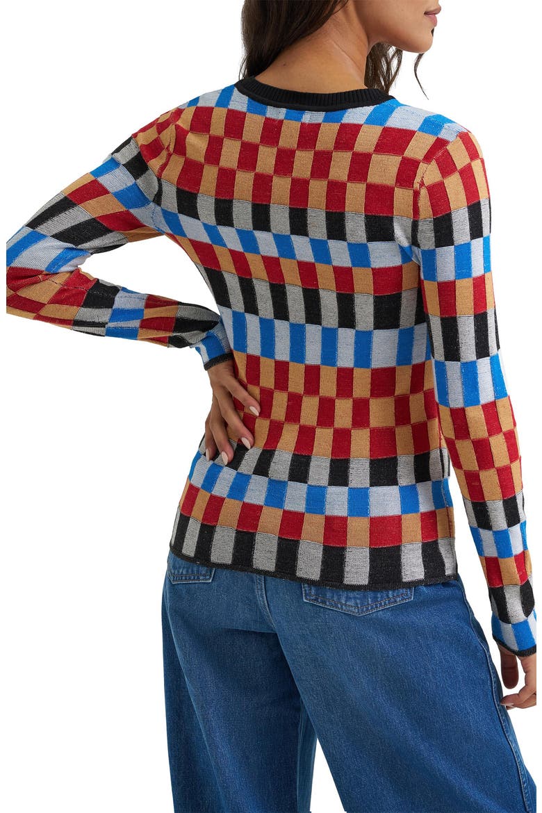 Checked Long Sleeve Knit Top, Alternate, color, STARTING LINE CHECK