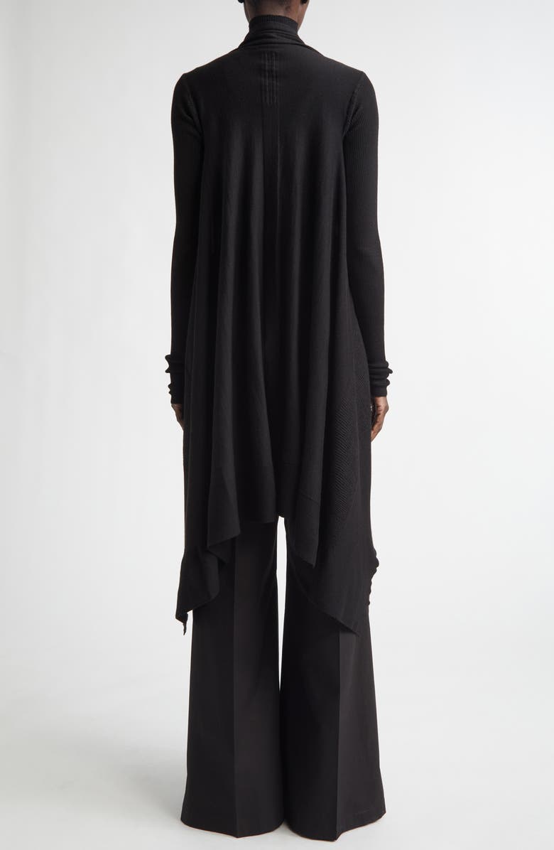 Rick Owens Open Front Virgin Wool Cardigan, Alternate, color, Black