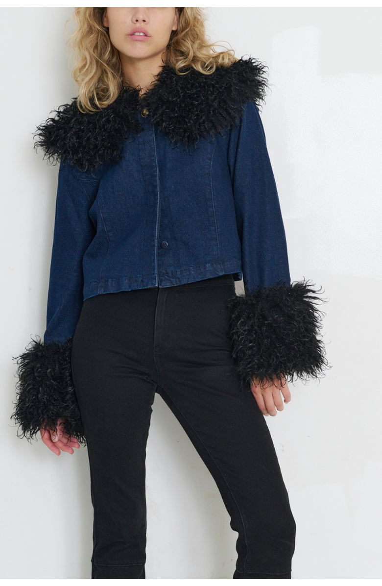 TT Studios Kimmy Denim Faux Fur Jacket, Main, color, Beekman St.