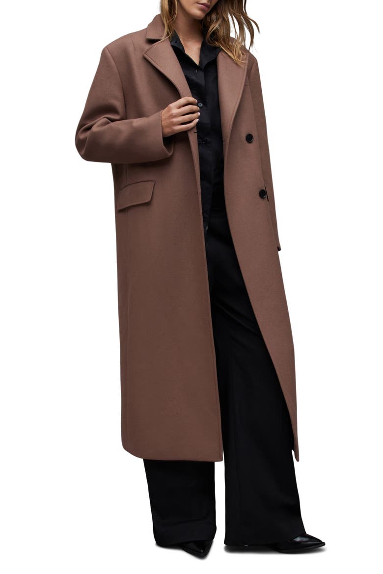 James Wool Blend Longline Coat, Alternate, color, CHESTNUT BROWN