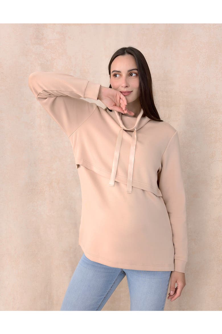 Funnel Neck Pullover Nursing Sweatshirt, Alternate, color, Moonlight