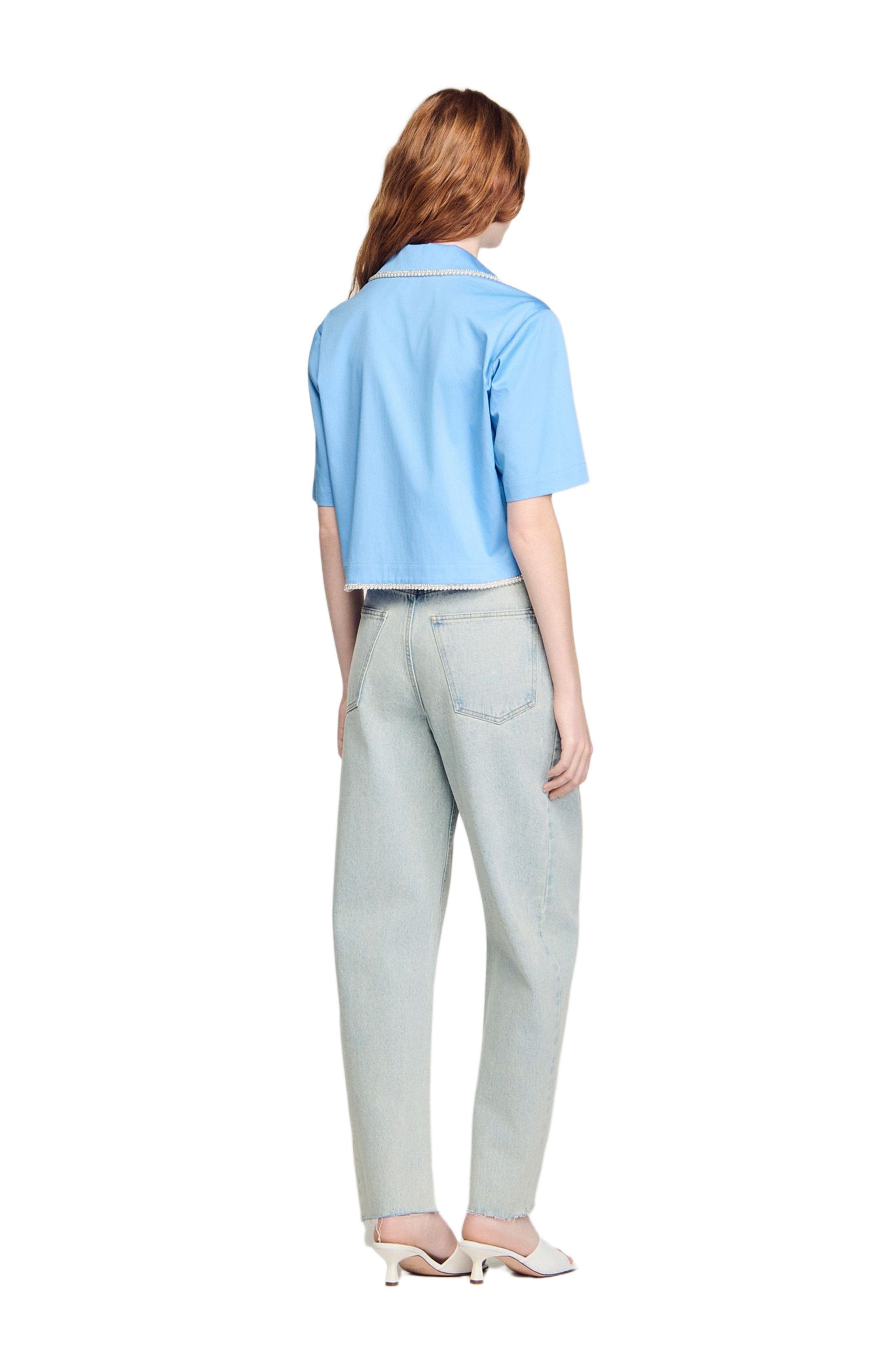 Cotton shirt with beaded trim - image 2