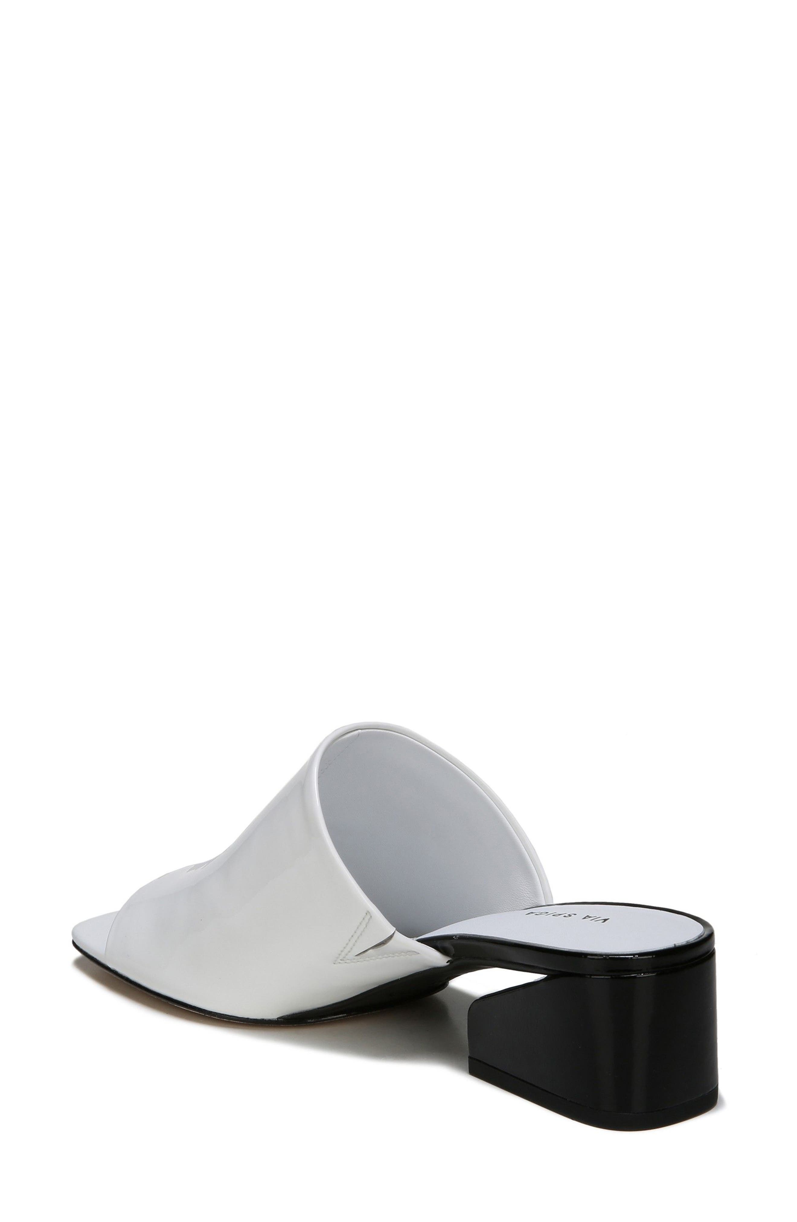 Porter Peep Toe Mule, Alternate, color, PORCELAIN/BLACK PATENT LEATHER