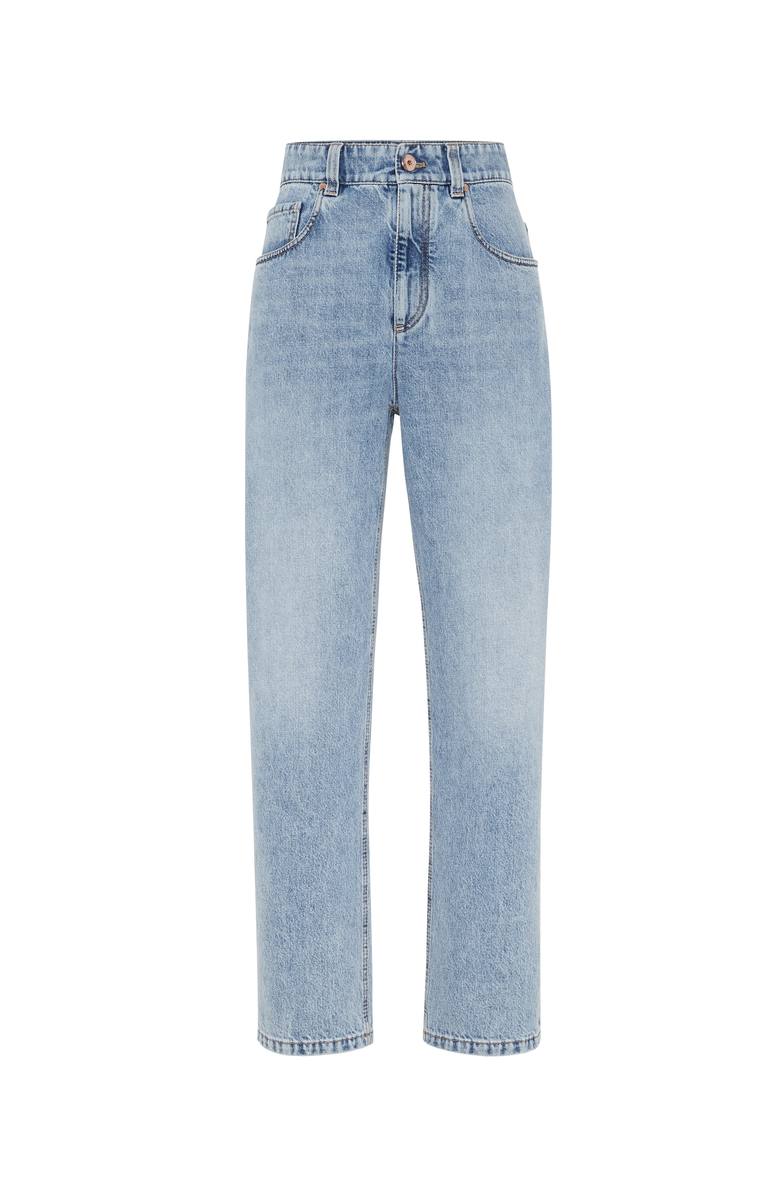 Brunello Cucinelli Authentic denim trousers with shiny tab, Main, color,