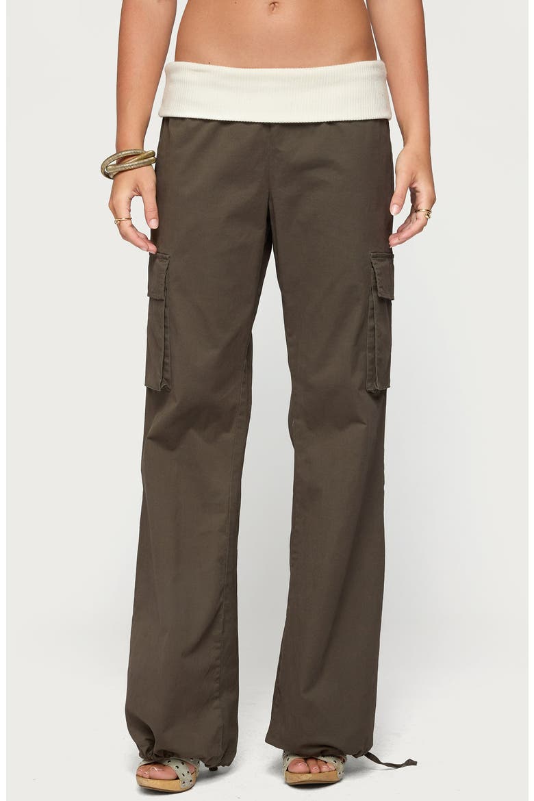 Jolee Ribbed Foldover Cargo Pants, Main, color, OLIVE