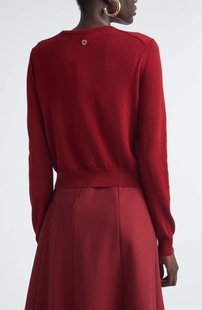 Carolina Herrera Silk & Cotton Cardigan, Alternate, color, Rioja