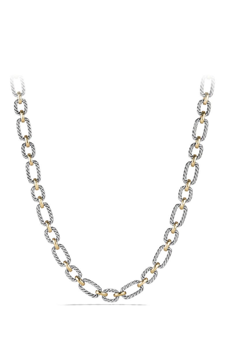 David Yurman 'Chain' Cushion Link Necklace with Sapphires & 18K Gold, Main, color, 