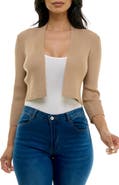 Nina Leonard Ribbed Bolero Cardigan