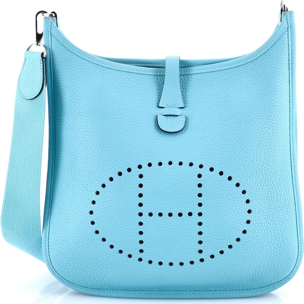 Pre-owned Hermes Hermes Evelyne Bag Gen Iii Clemence Pm In Blue