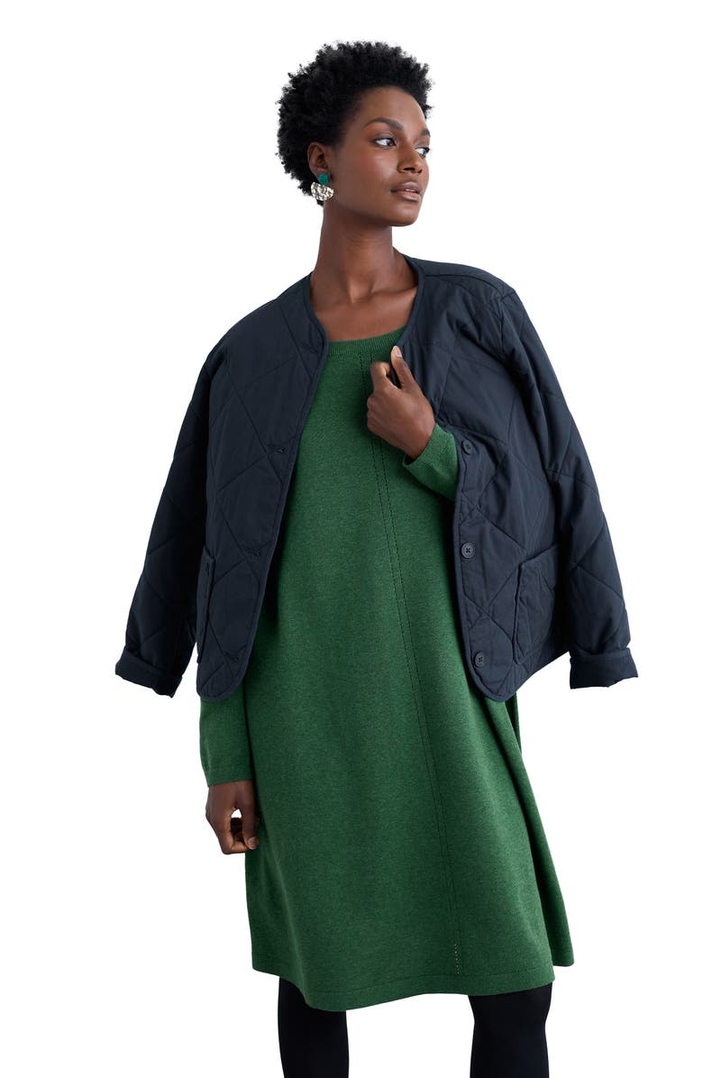 Seasalt Cornwall Long Sleeve Organic Cotton A-Line Sweater Dress, Alternate, color, Evergreen