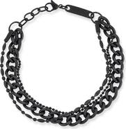 Yield of Men Oxidized Triple Layer Chain Bracelet