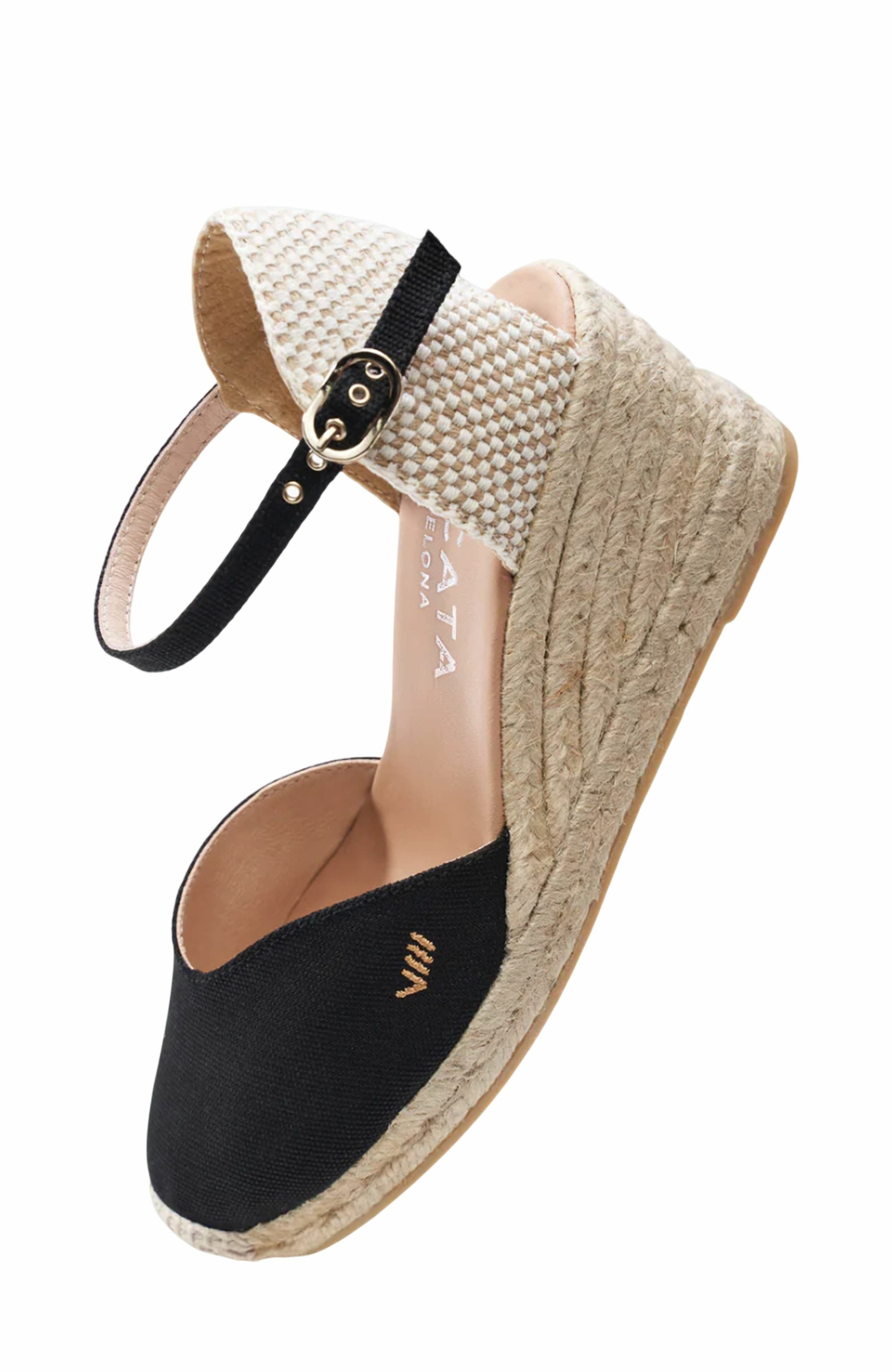 VISCATA Reus Canvas Espadrille Wedges, Alternate, color, Black