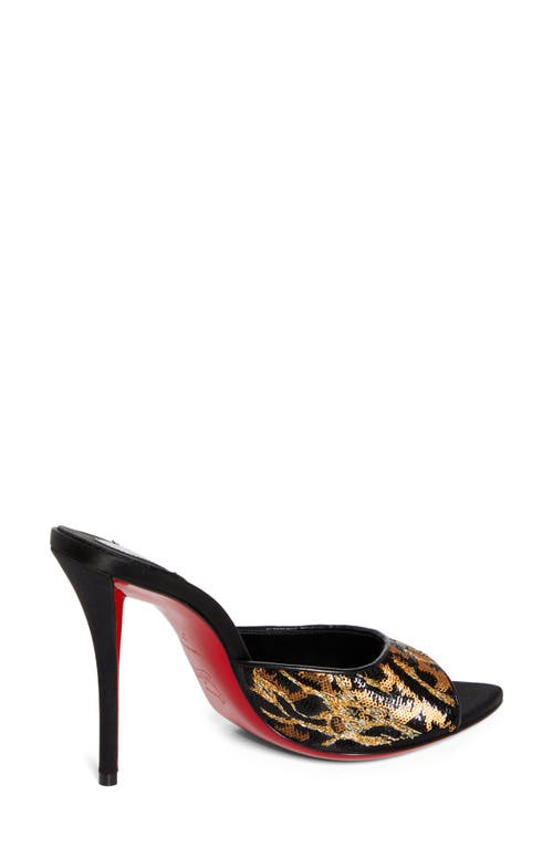 Christian Louboutin Miss Z Ocelot 100 Satin Mules In Brown Multi/black
