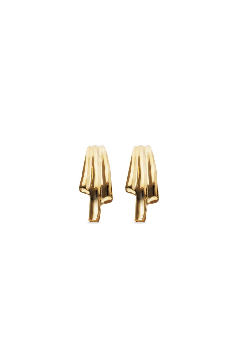 Three-Tube 18K Gold-Plated Earrings, Alternate, color, Gold