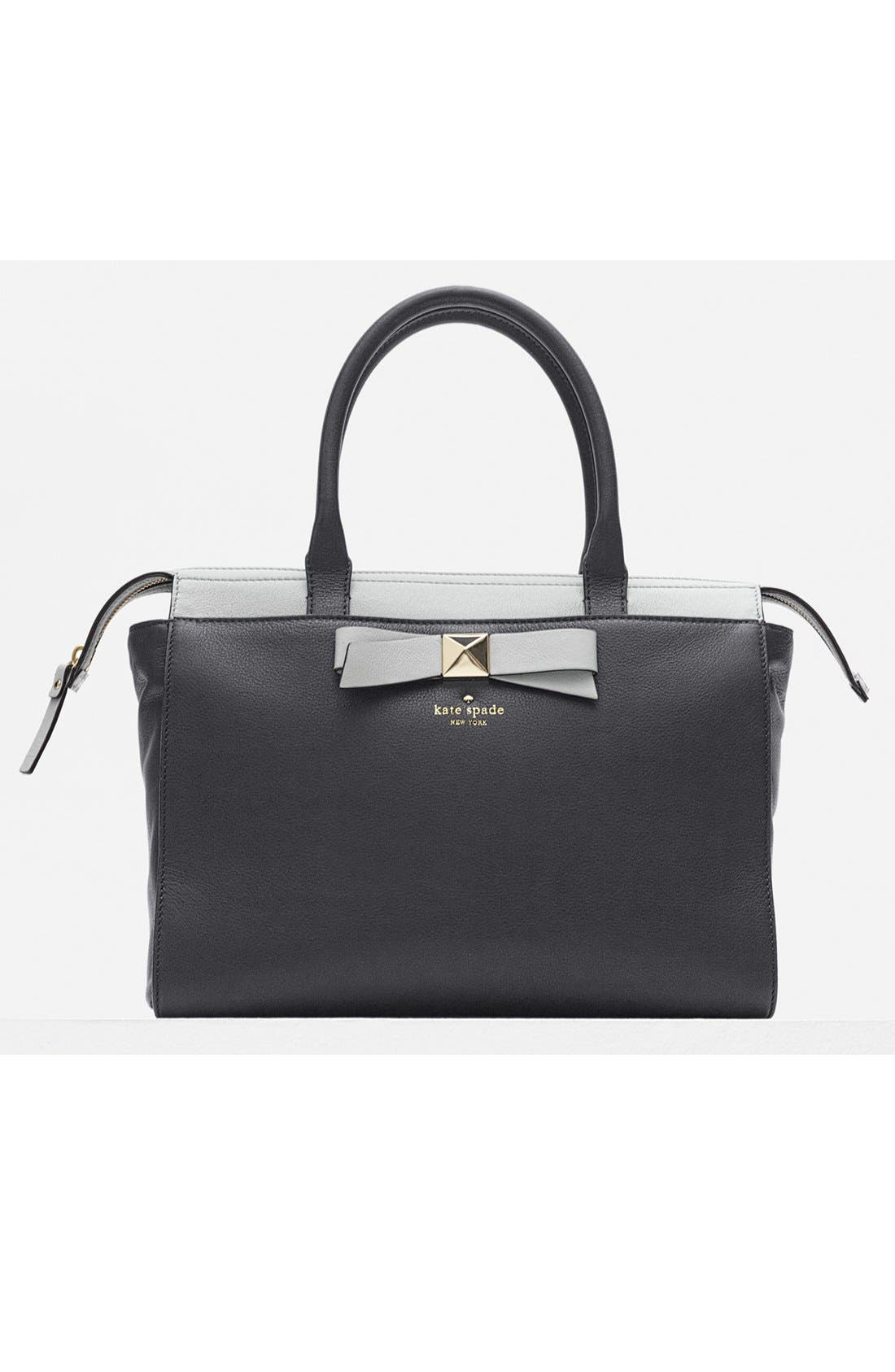 'hancock park - jeanne' leather satchel, medium, Alternate, color, BLACK/ DOE