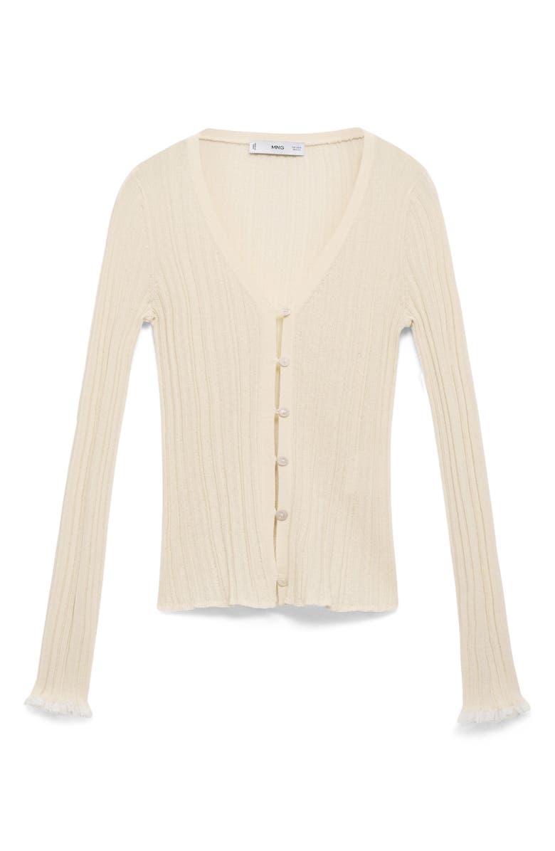 MANGO Contrast Trim Cardigan, Main, color, Ecru