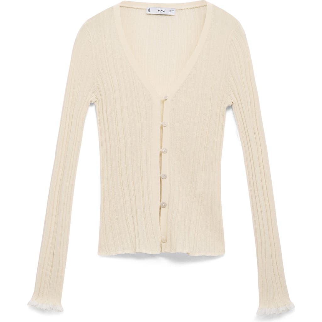 Mango Contrast Trim Cardigan In Neutral