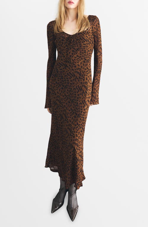 Mango Valeria Print Long Sleeve Maxi Dress In Animal Print