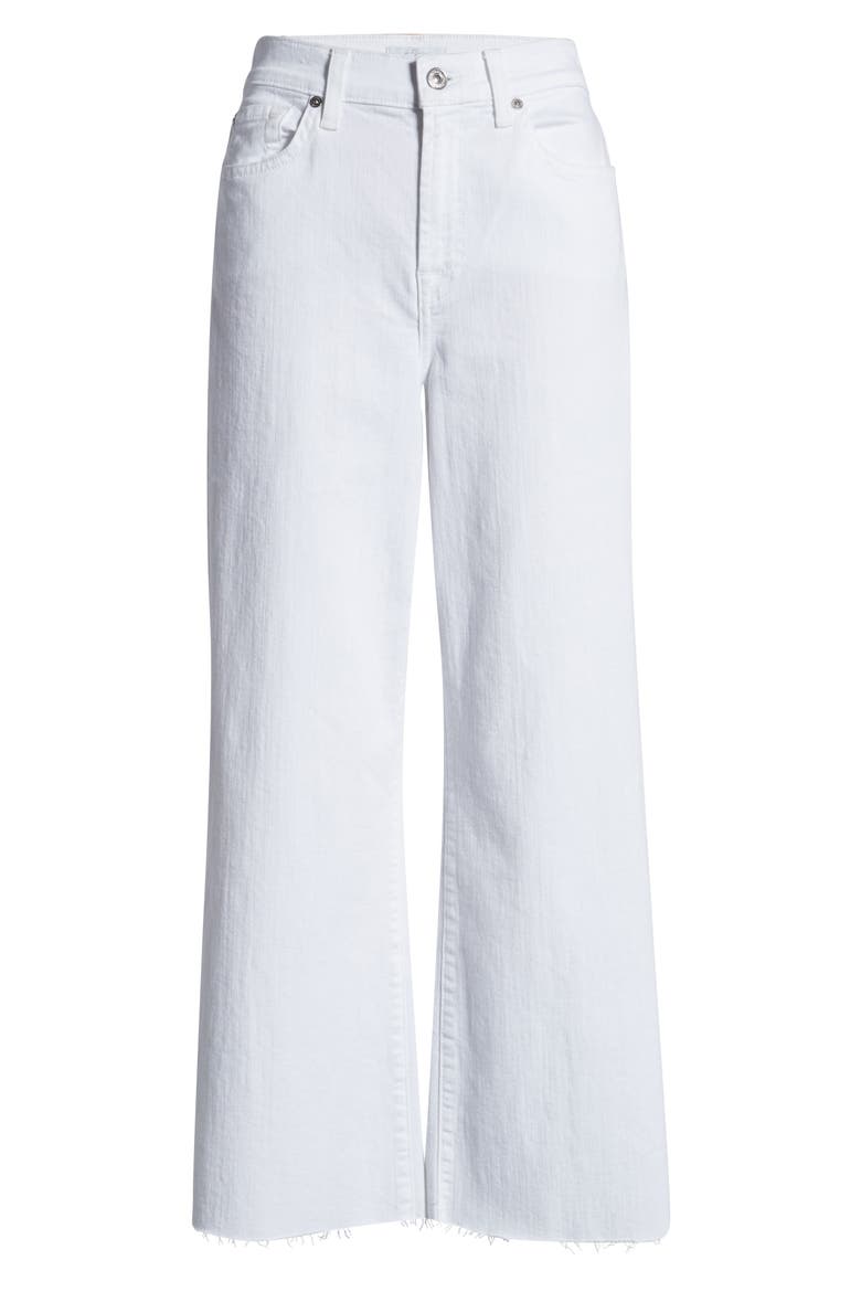 7 For All Mankind® Alexa High Waist Raw Hem Crop Wide Leg Jeans, Alternate, color, WHITE RUNWAY
