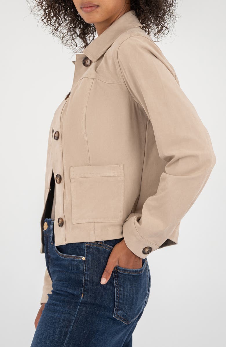 KUT from the Kloth Matilda Crop Faux Suede Trucker Jacket, Alternate, color, Stone